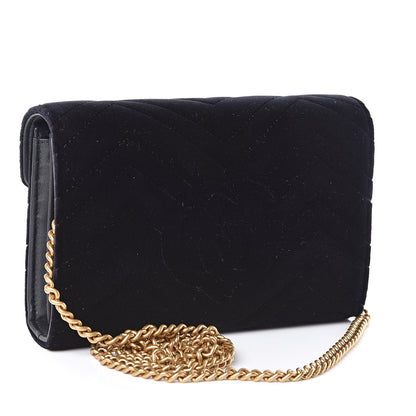 Gucci Velvet Matelasse GG Marmont Chain Wallet Black 2 of 11