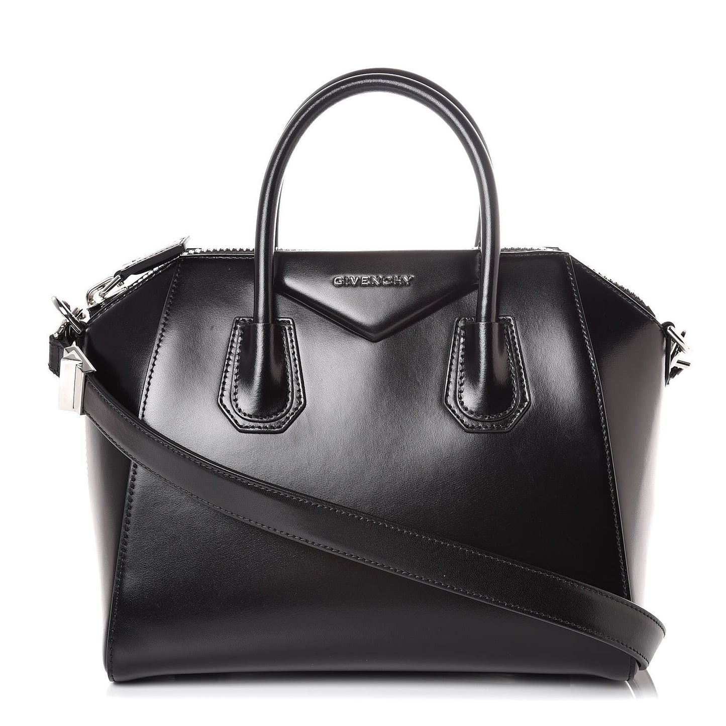 Shiny Lord Calfskin Small Antigona Black