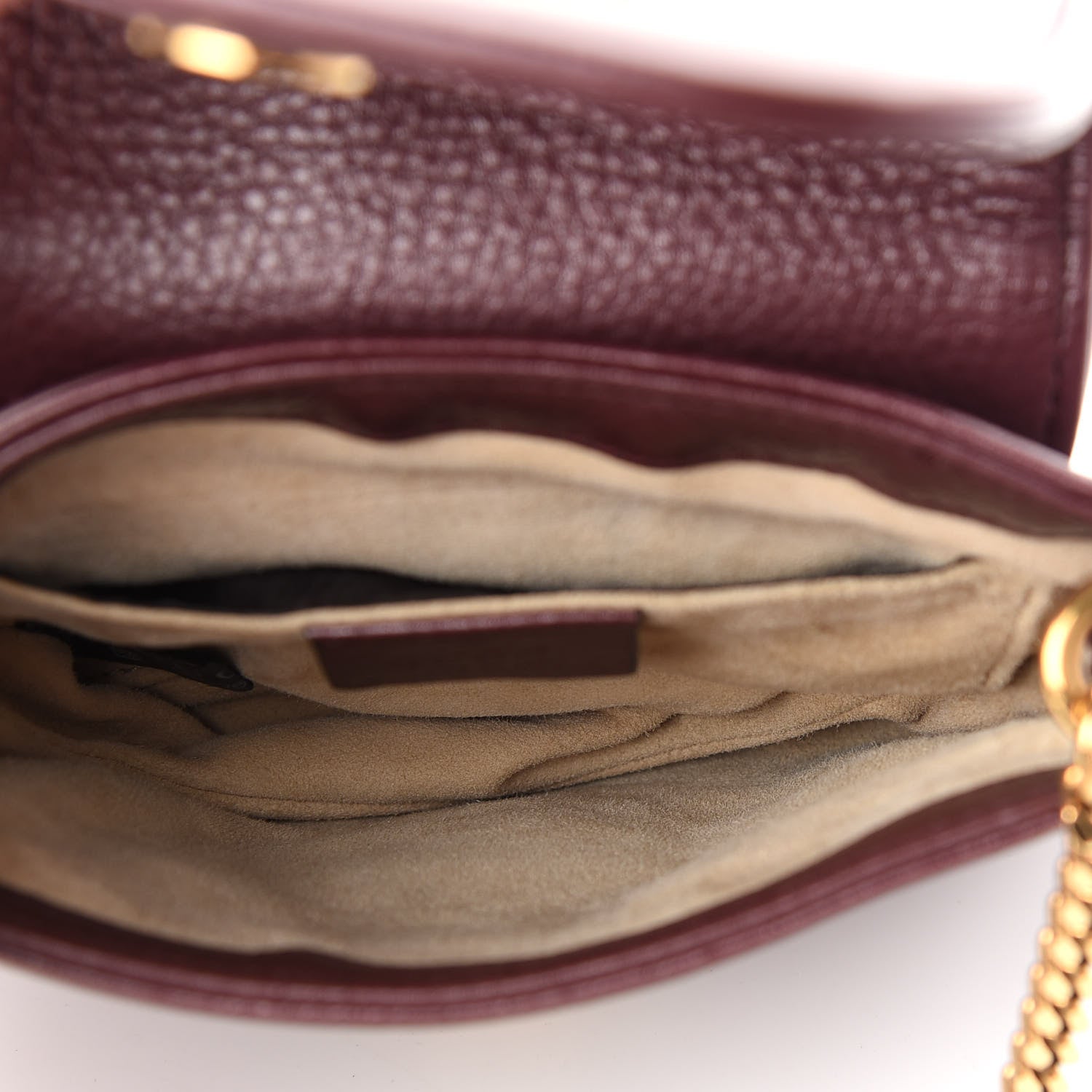 Gucci Metallic Pebbled Calfskin Small 1973 Chain Shoulder Bag Classic Burgundy 5 of 10