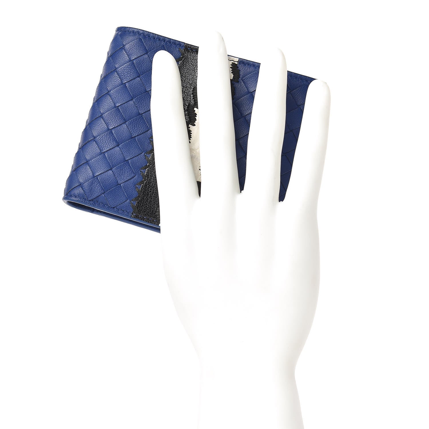 Bottega Veneta Nappa Intrecciato Crocodile Bi-Fold Wallet Cobalt Blue 2 of 9