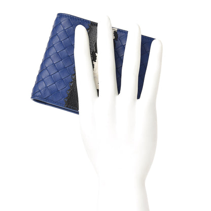 Bottega Veneta Nappa Intrecciato Crocodile Bi-Fold Wallet Cobalt Blue 2 of 9