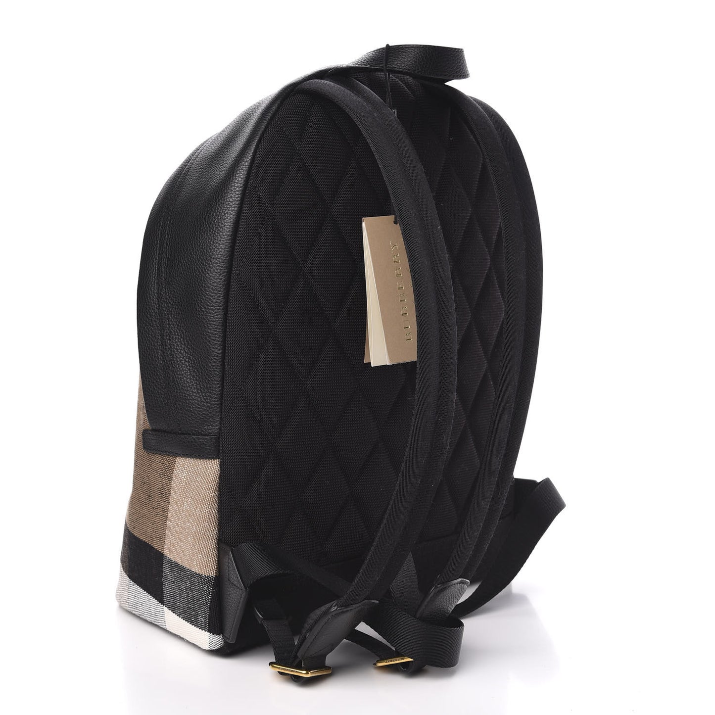 Mega Check Calfskin Abbeydale Simple Backpack Black Camel