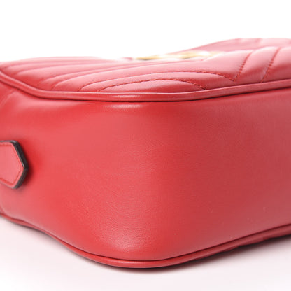 Gucci Calfskin Matelasse Small GG Marmont Chain Shoulder Bag Hibiscus Red 6 of 11