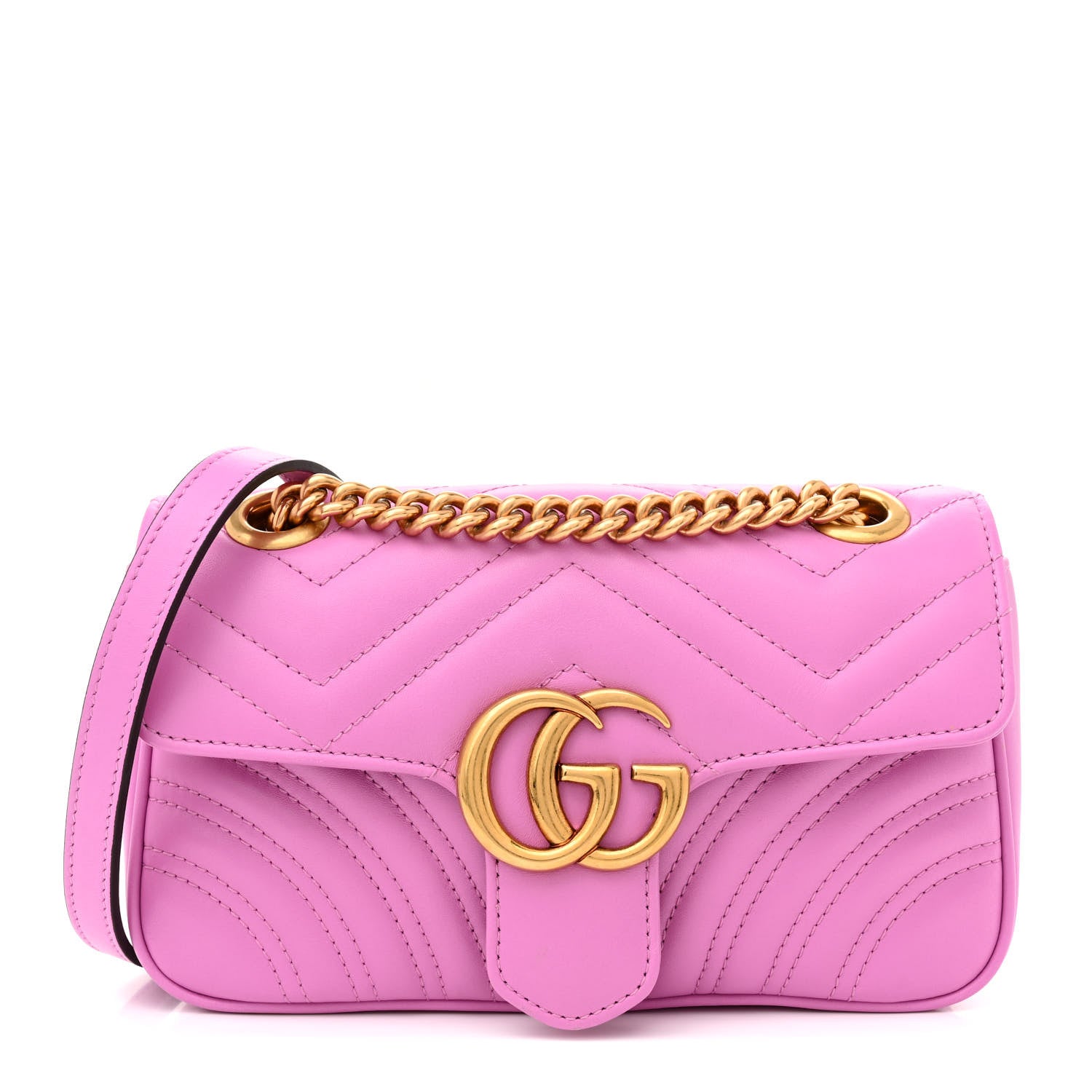 Gucci Calfskin Matelasse Mini GG Marmont Shoulder Bag Candy Mousse 1 of 11