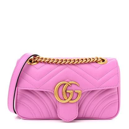 Gucci Calfskin Matelasse Mini GG Marmont Shoulder Bag Candy Mousse 1 of 11