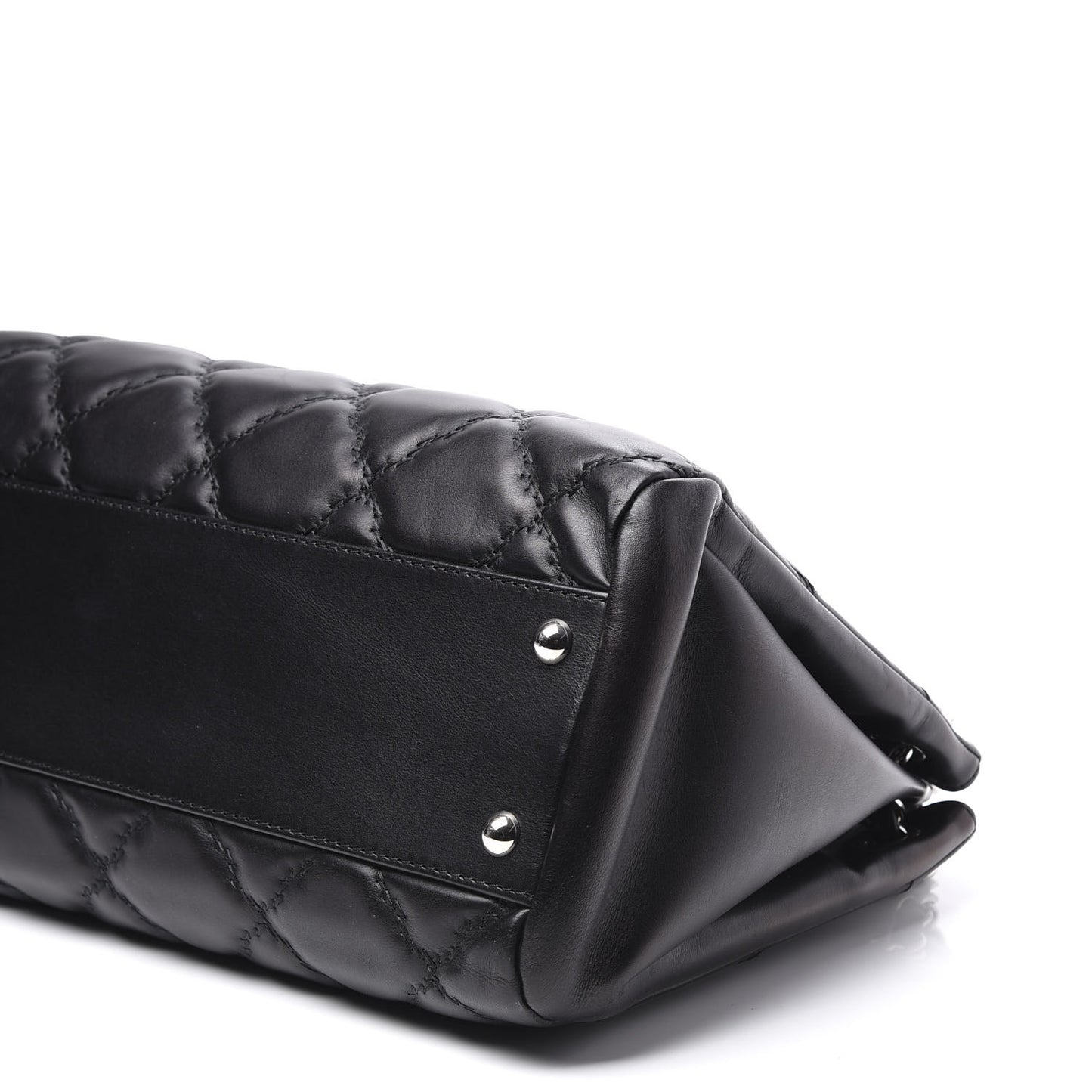 Calfskin Double Stitch Large Hamptons Flap Bag Black