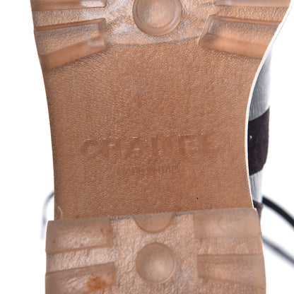 Chanel Patent Suede Calfskin Lace Up Short Boots 36 Black Dark Brown 8 of 13