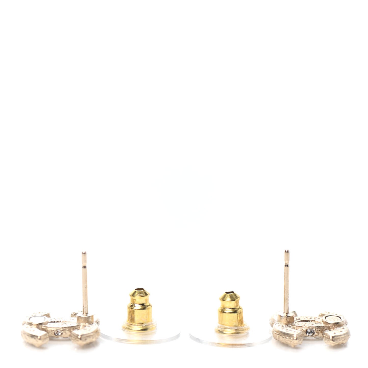 Pearl Crystal CC Earrings Light Gold