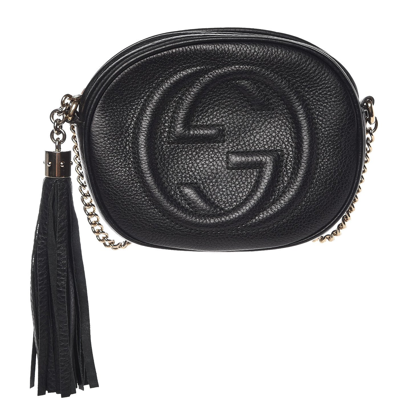 Pebbled Calfskin Mini Soho Chain Bag Black
