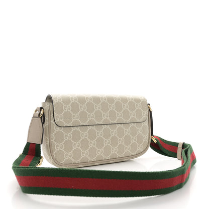 Gucci GG Supreme Monogram Textured Dollar Calfskin Web Mini Ophidia Envelope Shoulder Bag Beige Mystic White Oatmeal 3 of 13