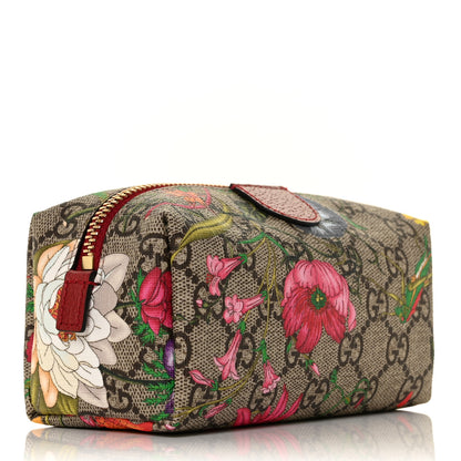 Gucci Soft GG Supreme Monogram Flora Calfskin Small Ophidia Cosmetic Case Beige Ebony Multicolor Rosso 3 of 9