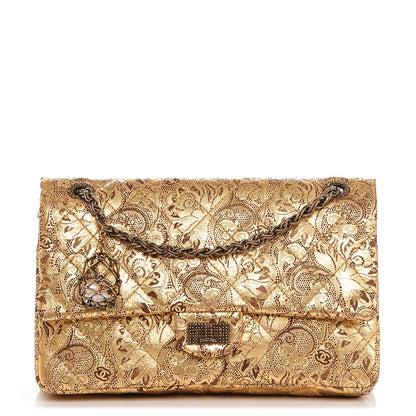 Chanel Buffalo Leather Hand Painted Lace 2.55 Reissue 226 Flap Gold 1 of 7
