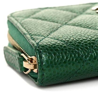 Chanel Metallic Caviar Quilted Zip Coin Purse Green 8 of 10