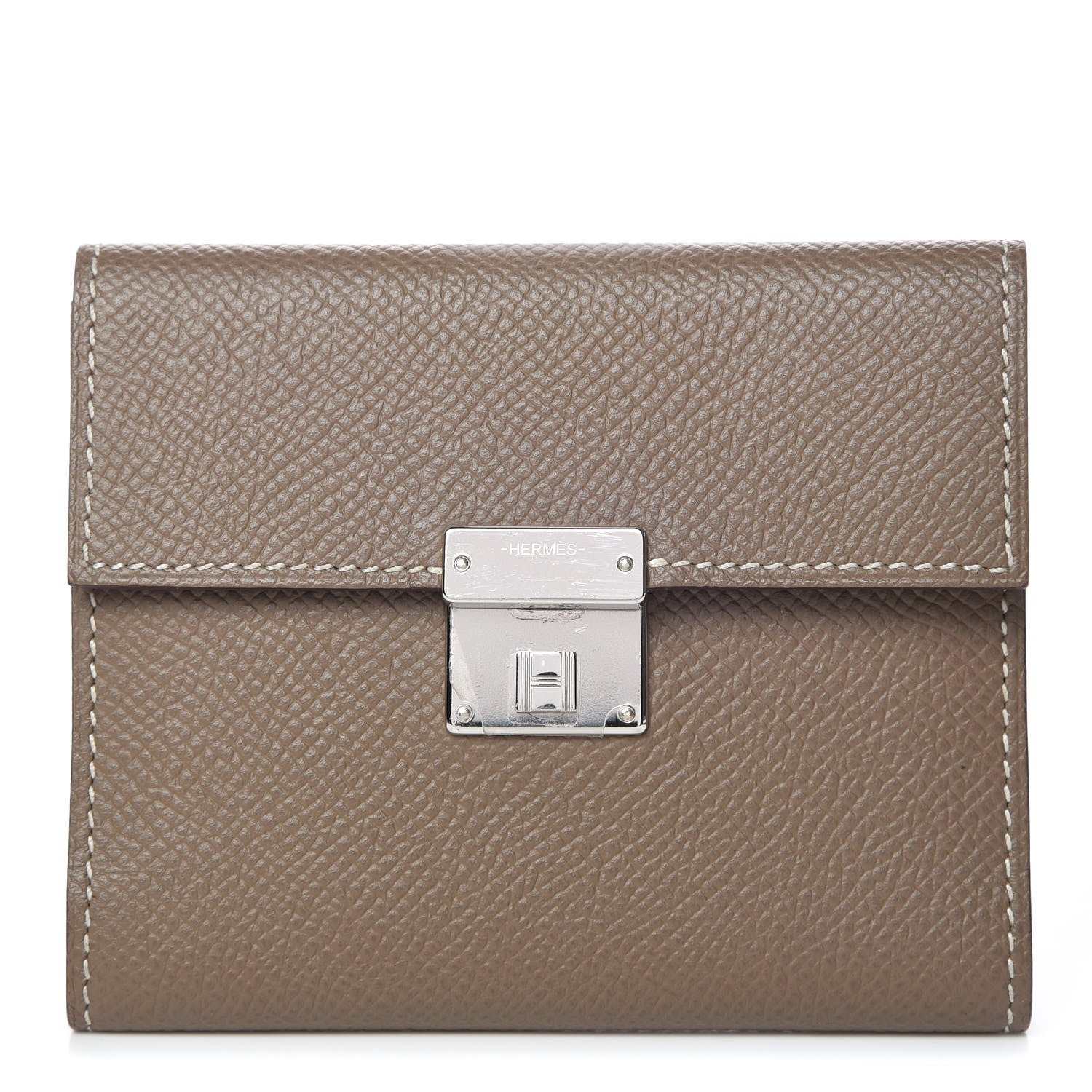 Hermes Epsom Clic Mini Card Holder Etoupe 1 of 8