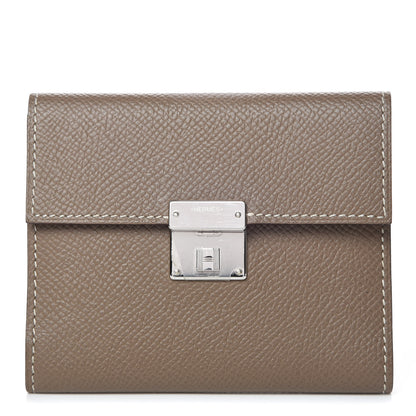 Hermes Epsom Clic Mini Card Holder Etoupe 1 of 8