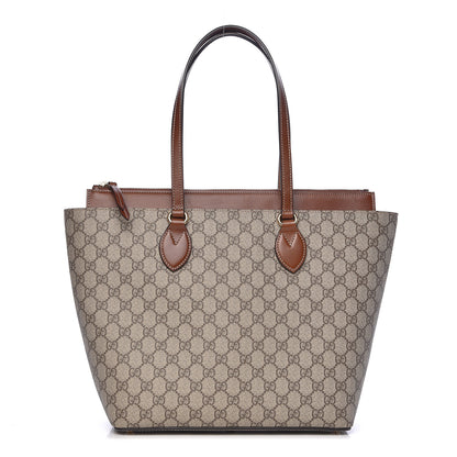 Gucci GG Supreme Monogram Medium Zippered Bucket Tote Beige Tuscany 1 of 10
