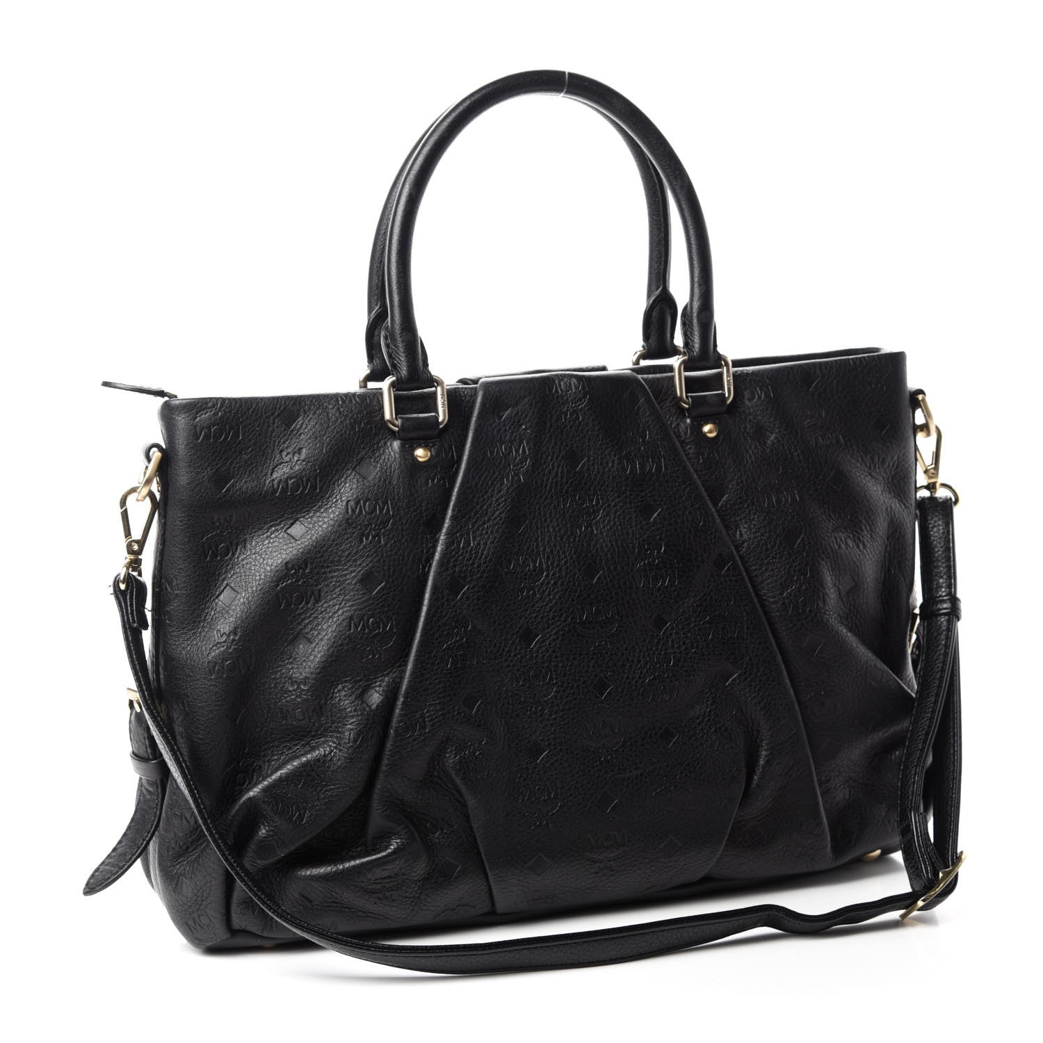 MCM Calfskin Ottomar Monogram Tote Black 3 of 14