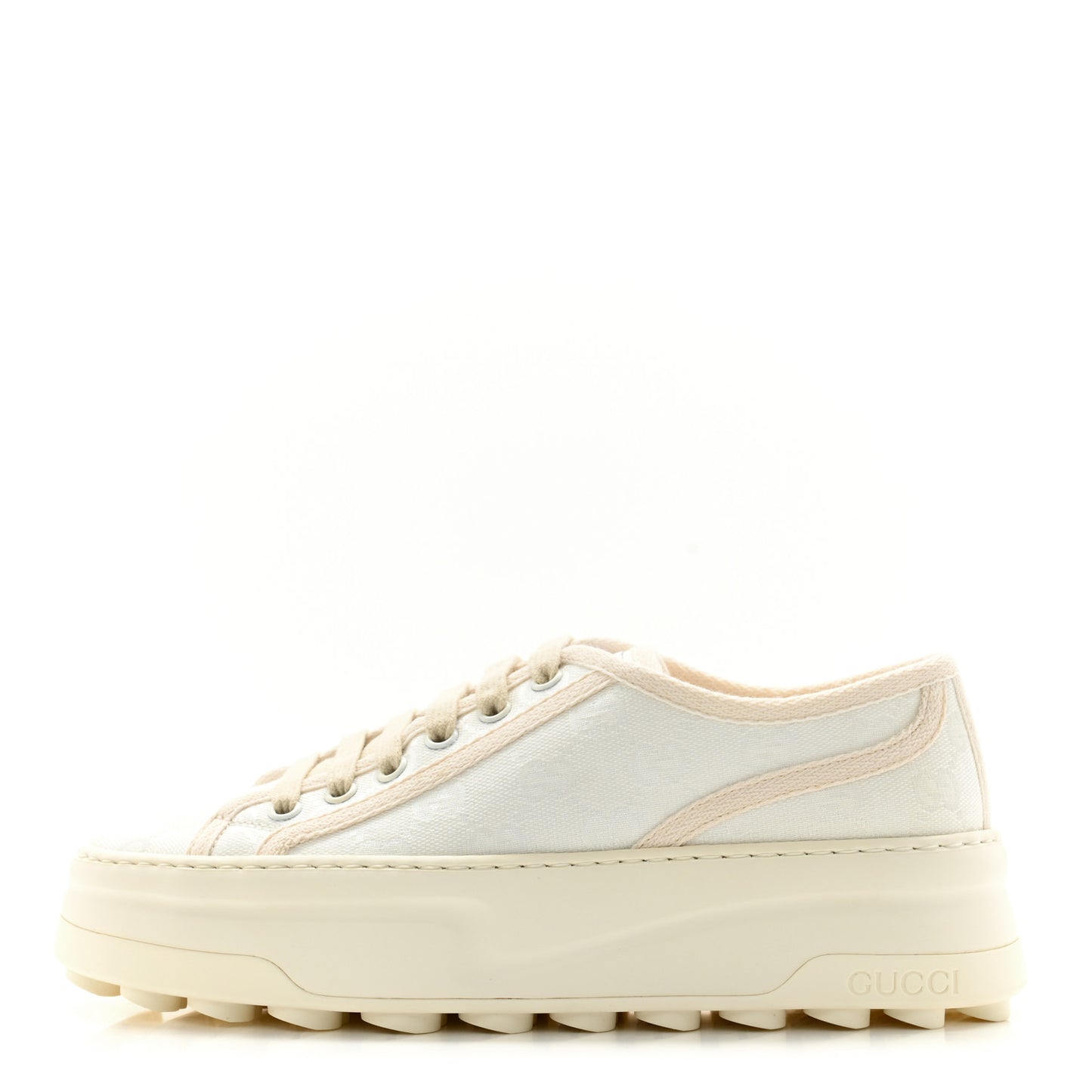 GG Monogram Womens 1977 Tennis Platform 52mm Sneakers 37 Great White Mystic White