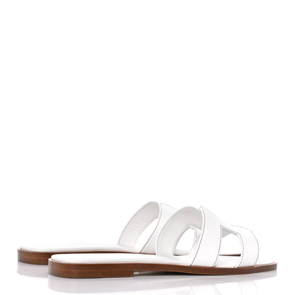 Hermes Box Calfskin Oran Sandals 37.5 White 4 of 9