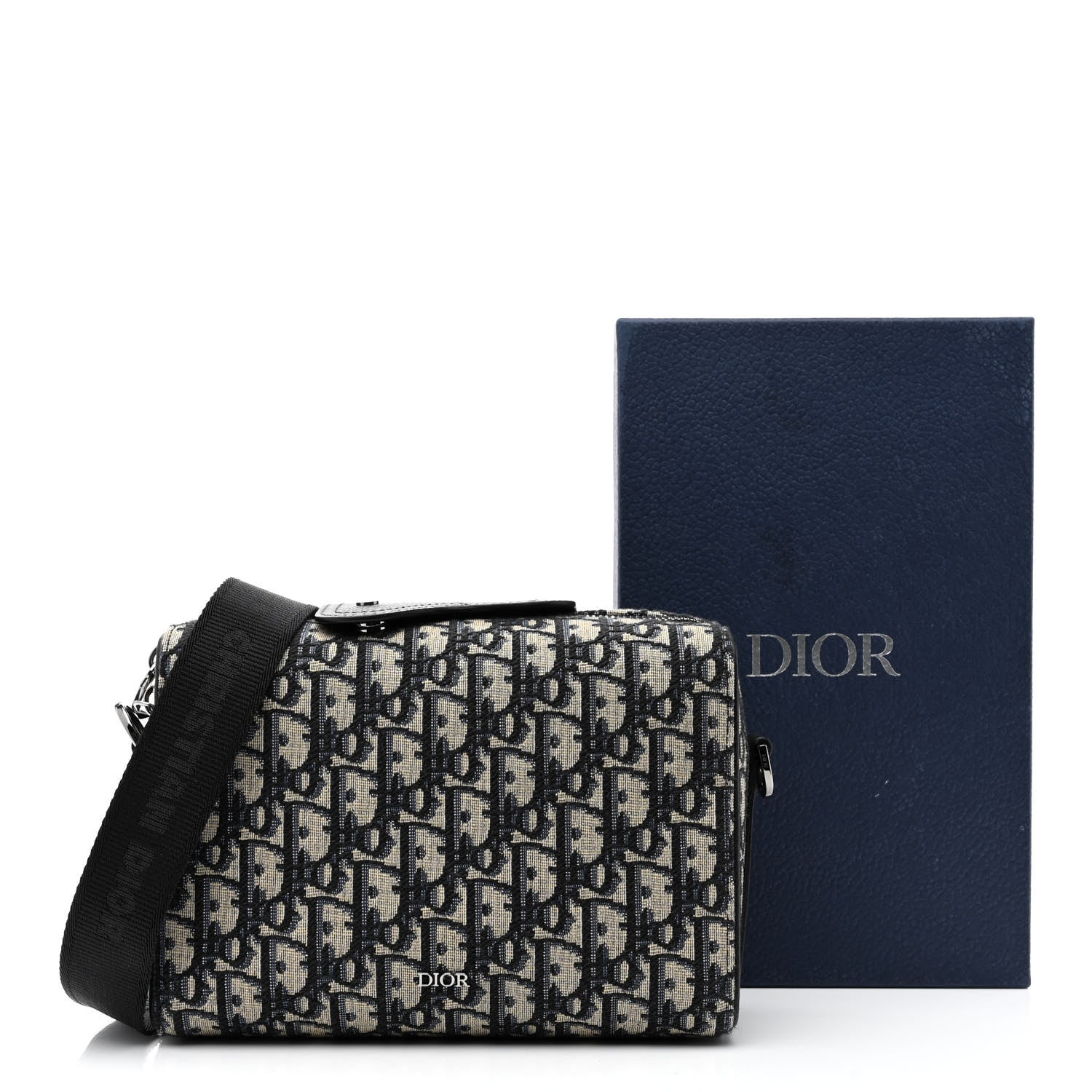 Christian Dior Oblique Jacquard Grained Calfskin Lingot Pouch Beige Black 11 of 11