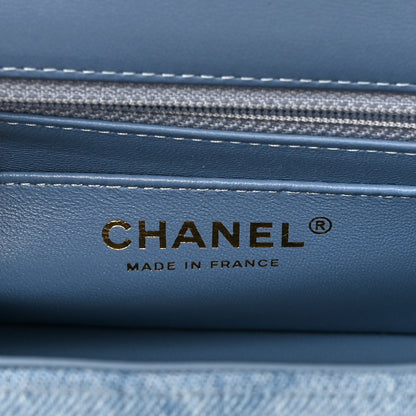 Chanel Printed Denim Quilted Mini Rectangular Flap Light Blue 6 of 11