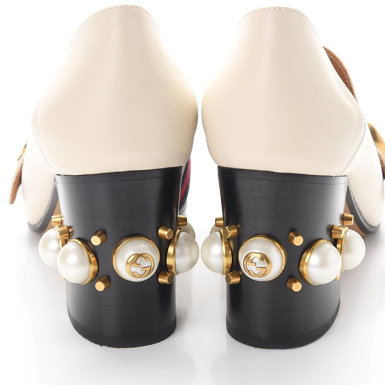 Gucci Calfskin Web Pearl Embellished Peyton Loafer Pumps 40 Ivory 7 of 12