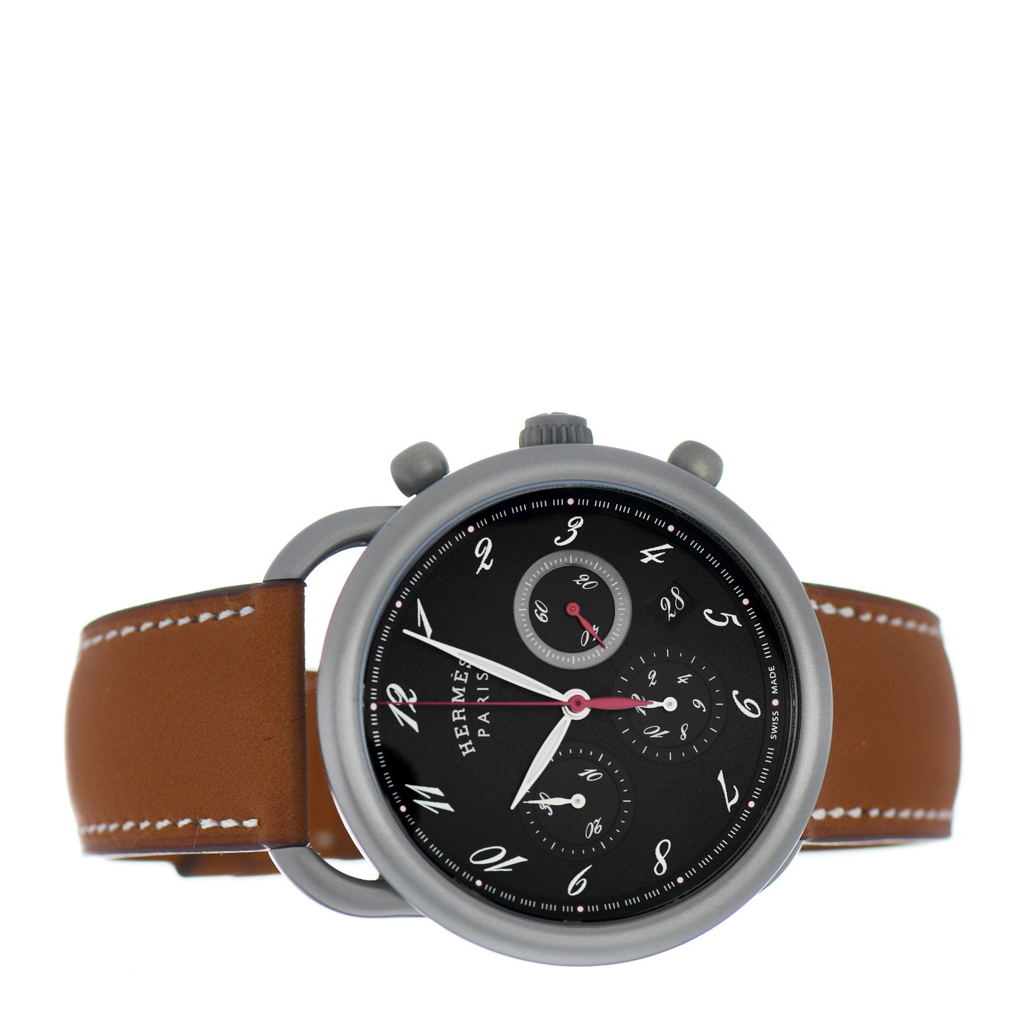 Titanium Barenia 41mm Chronograph Arceau Automatic Watch Cognac