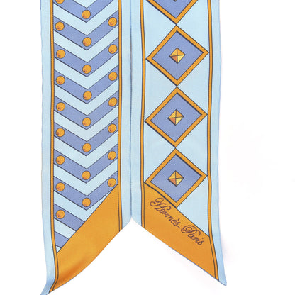 Hermes Silk Colliers Et Chiens Twilly Ciel Orange Gris Bleuete 2 of 4