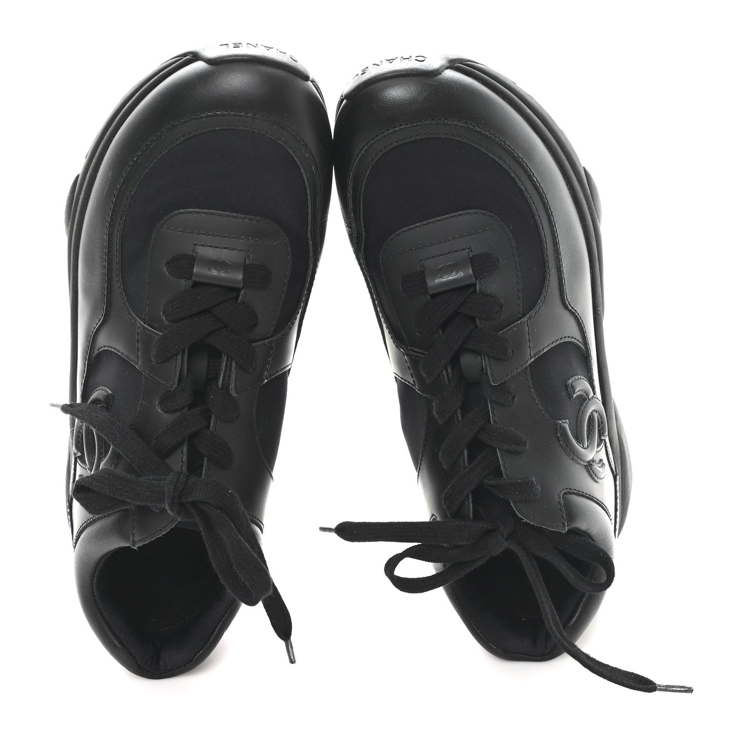 Lambskin Fabric CC Uniform Sneakers 39.5 Black