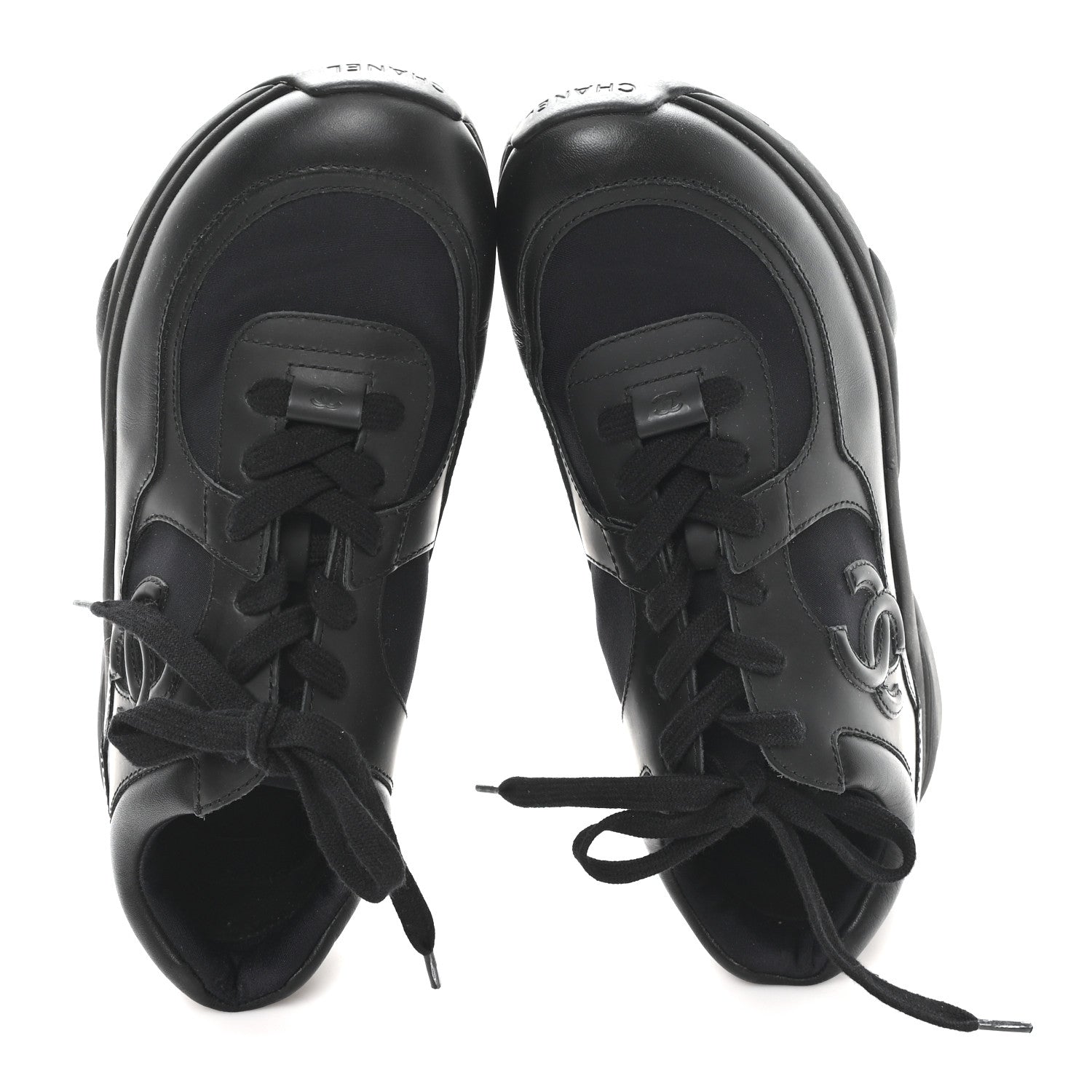 Chanel Lambskin Fabric CC Uniform Sneakers 39.5 Black 2 of 9