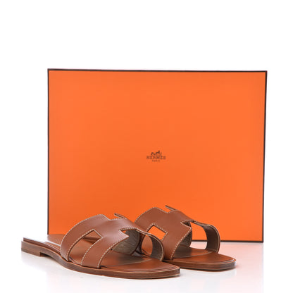 Hermes Box Calfskin Oran Sandals 41 Gold 11 of 11