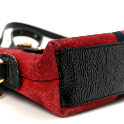 Gucci Suede Patent Web GG Small Ophidia Dome Shoulder Bag Hibiscus Red 10 of 11
