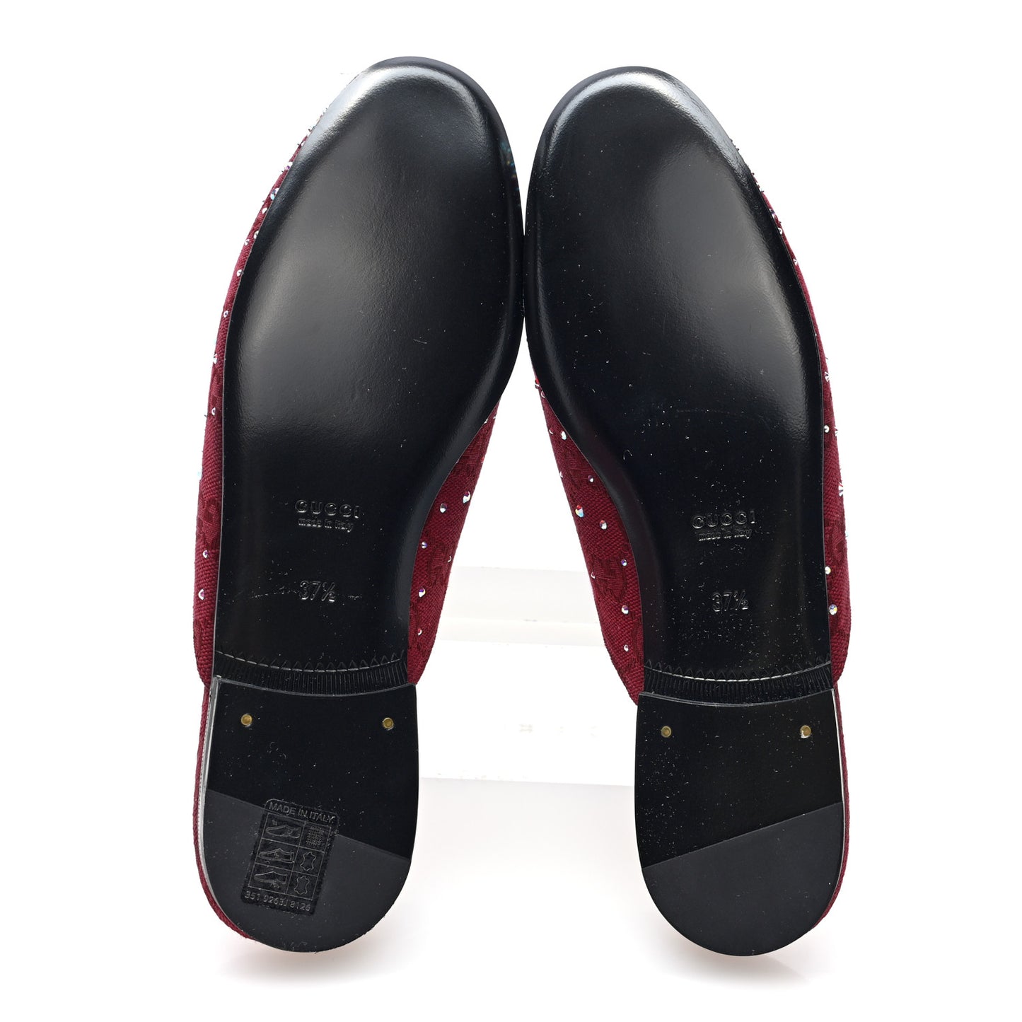 Crystal Canvas GG Monogram Nappa Womens Princetown Slippers 37.5 Rosso Ancora