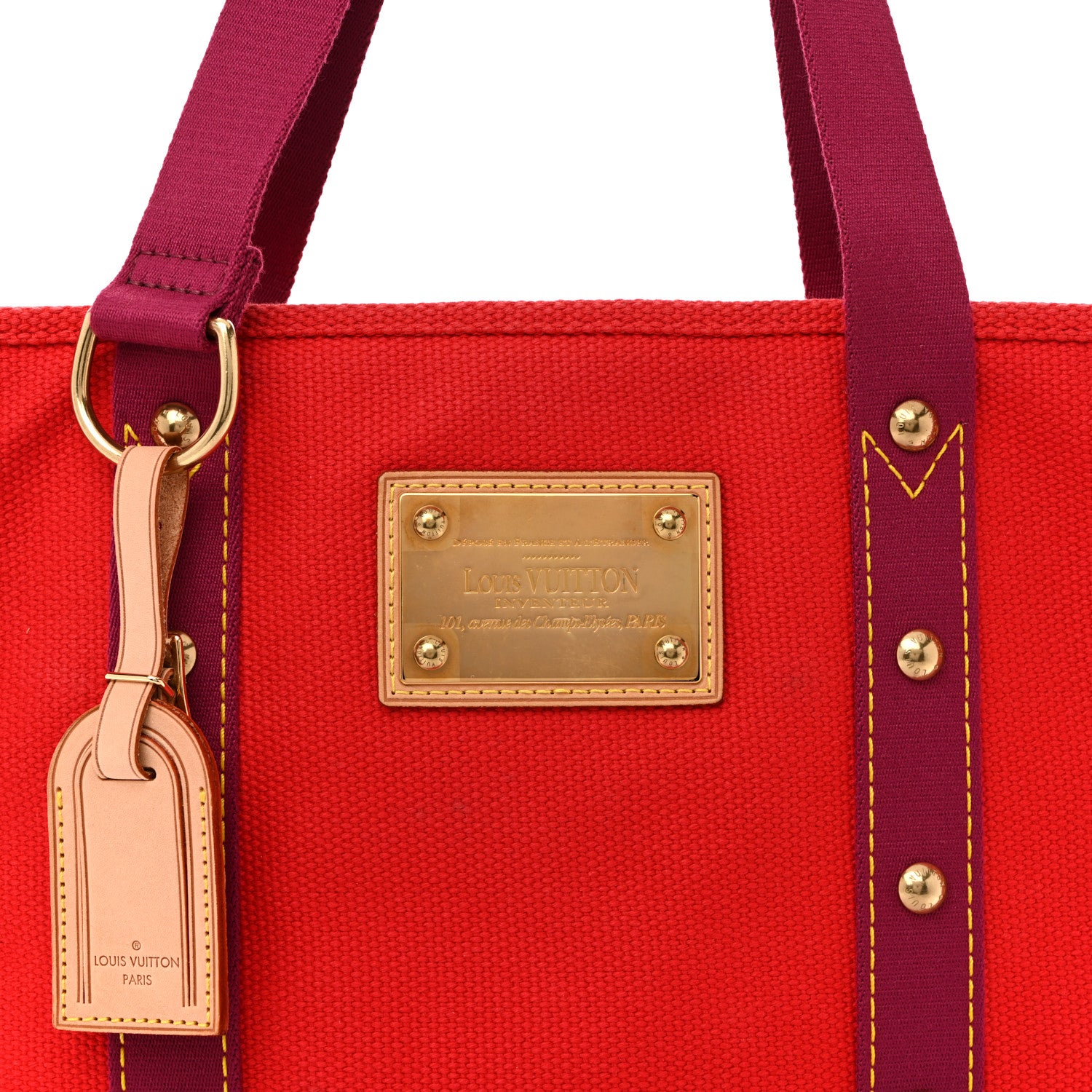 Louis Vuitton Toile Antigua Cabas MM Red Pink 8 of 10