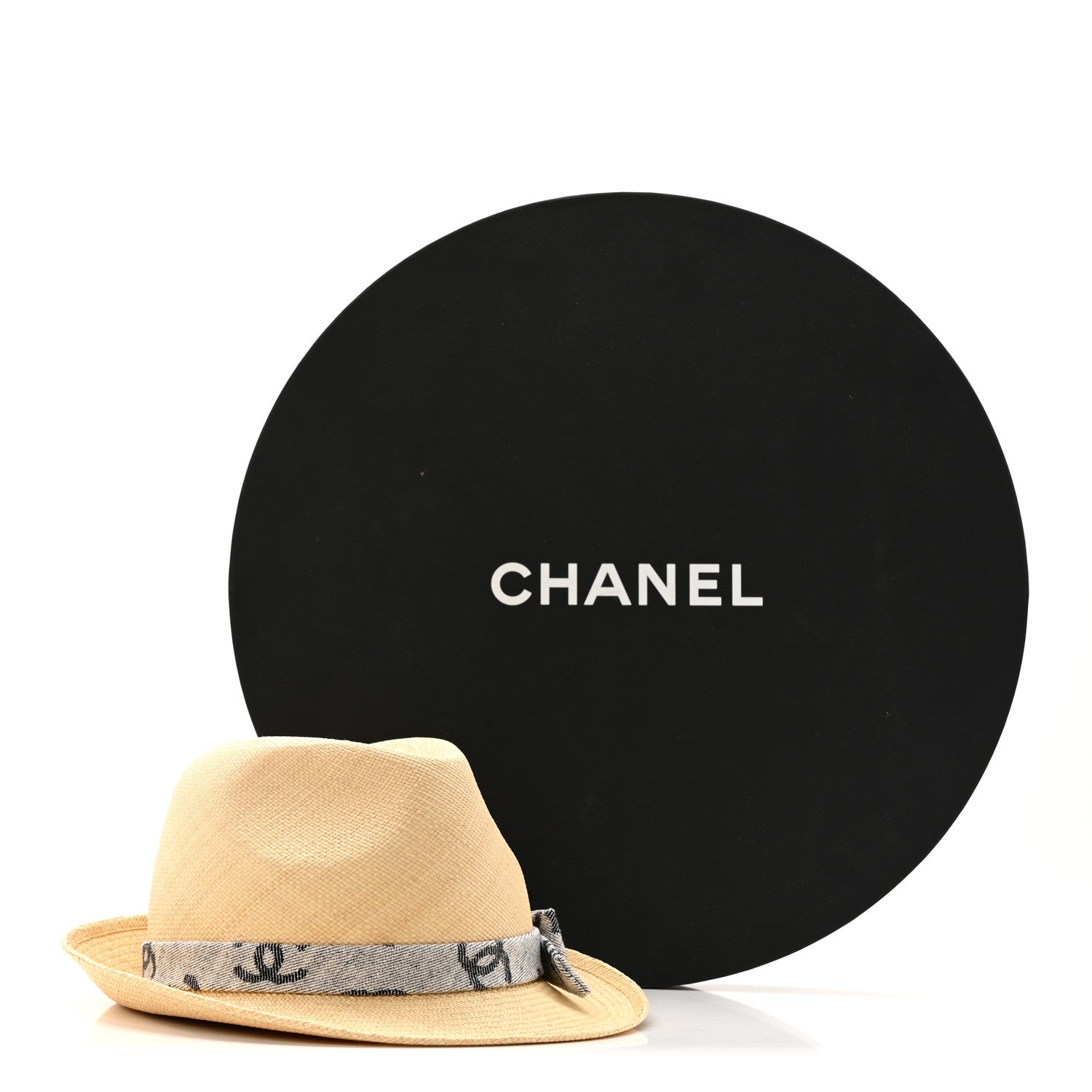 Chanel Straw CC Fedora Hat S Beige 9 of 9