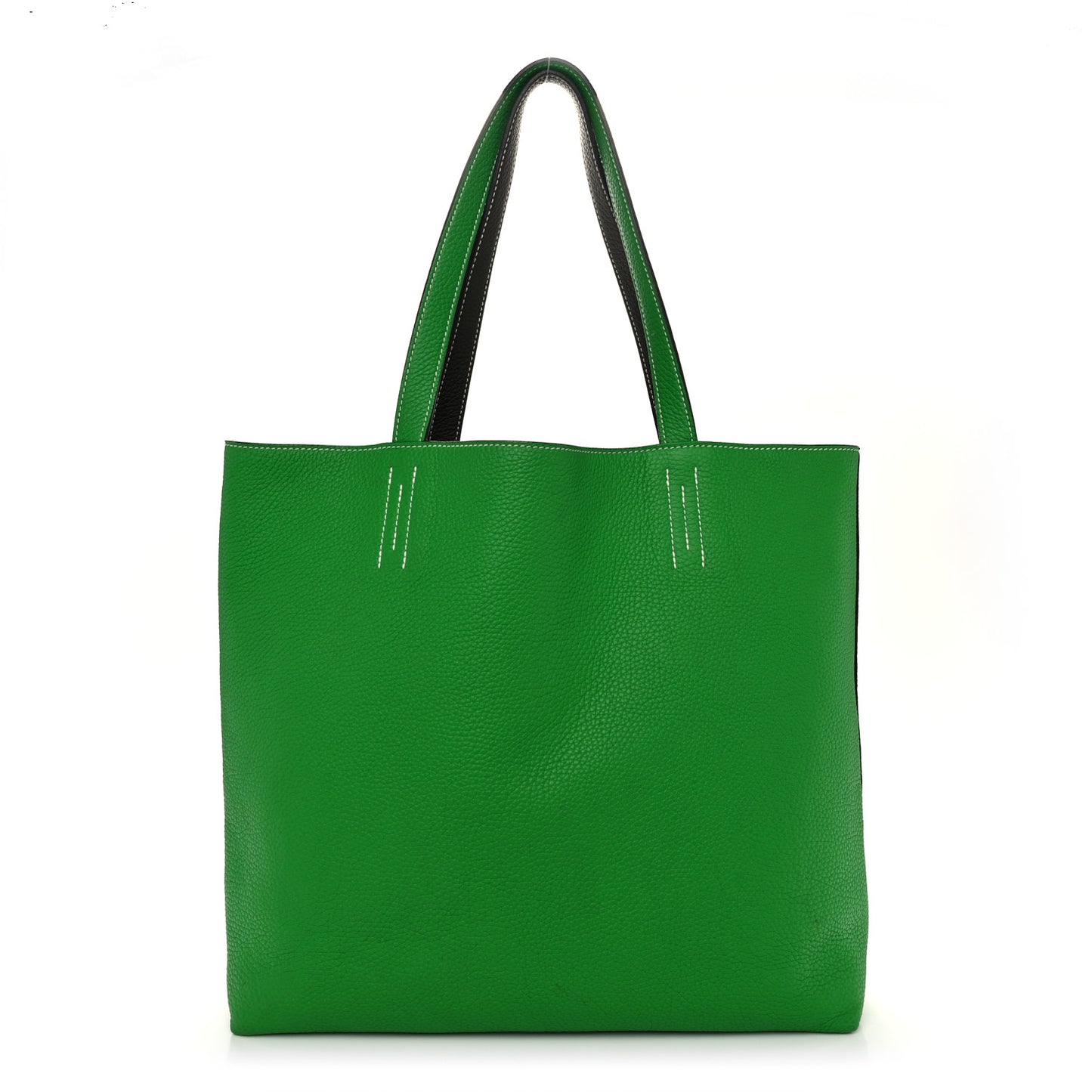 Taurillon Clemence Double Sens 36 Reversible Tote Vert De Gris Bamboo
