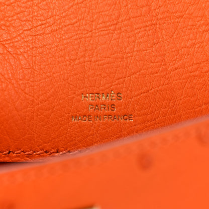 Hermes Ostrich Kelly Pochette Tangerine 7 of 9