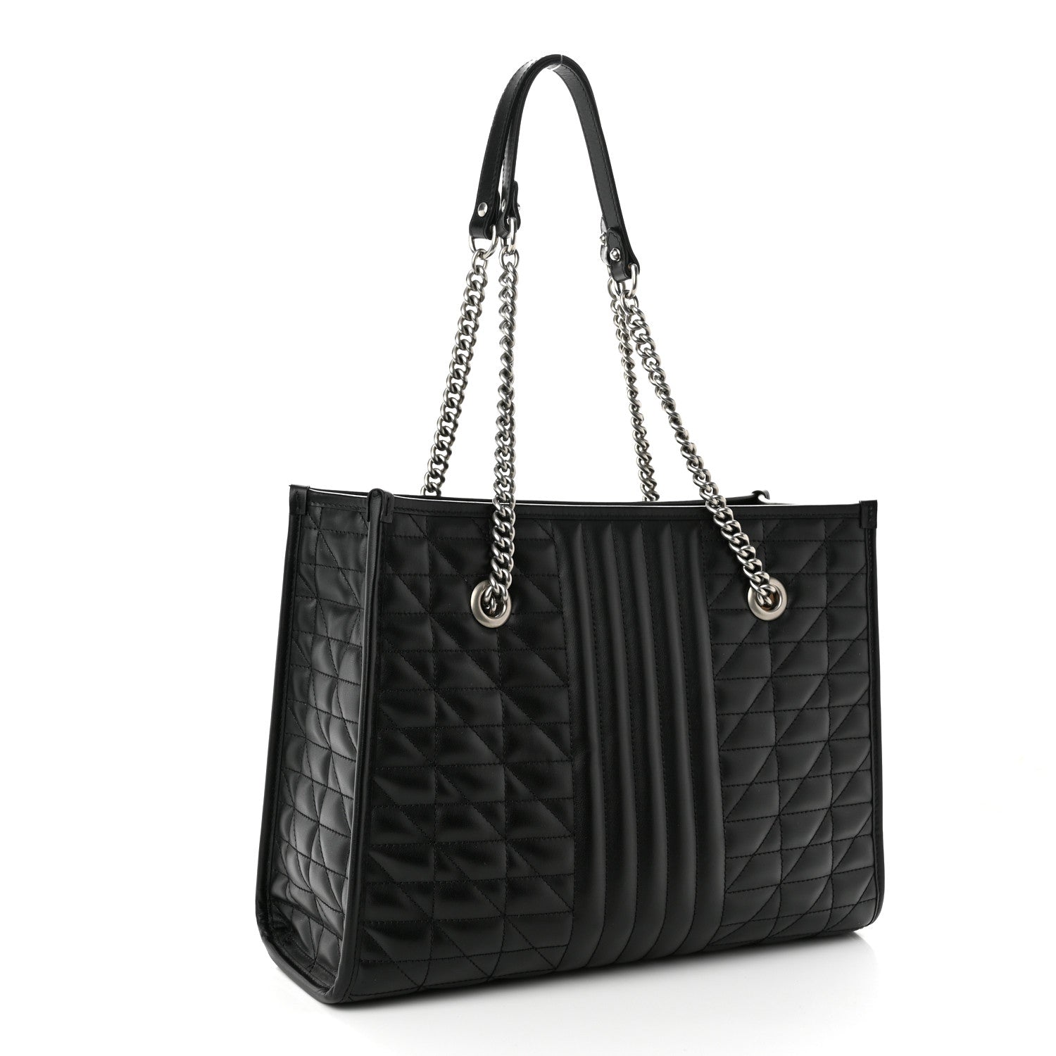 Gucci Calfskin Matelasse Aria Medium GG Marmont Shoulder Tote Black 3 of 9