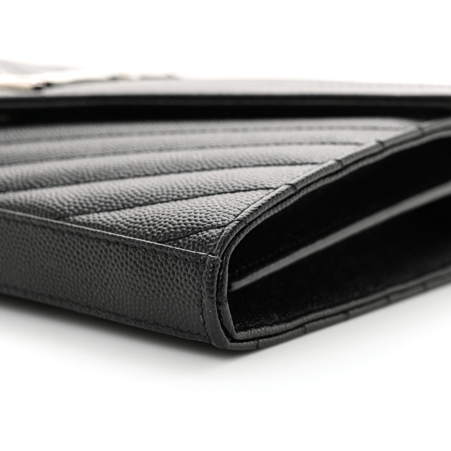 Grain De Poudre Matelasse Chevron Monogram Chain Wallet Black