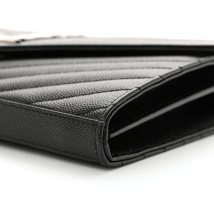 Saint Laurent Grain De Poudre Matelasse Chevron Monogram Chain Wallet Black 10 of 10