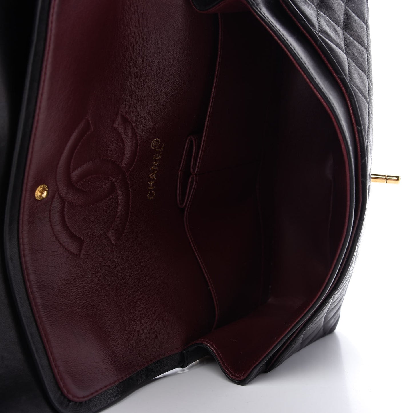 Lambskin Quilted Medium Double Flap Black