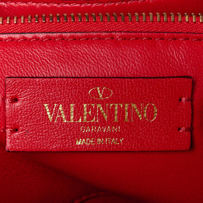 Valentino Garavani Nappa Enamel Monochrome Medium Roman Stud Shoulder Bag Rouge Pur 7 of 11