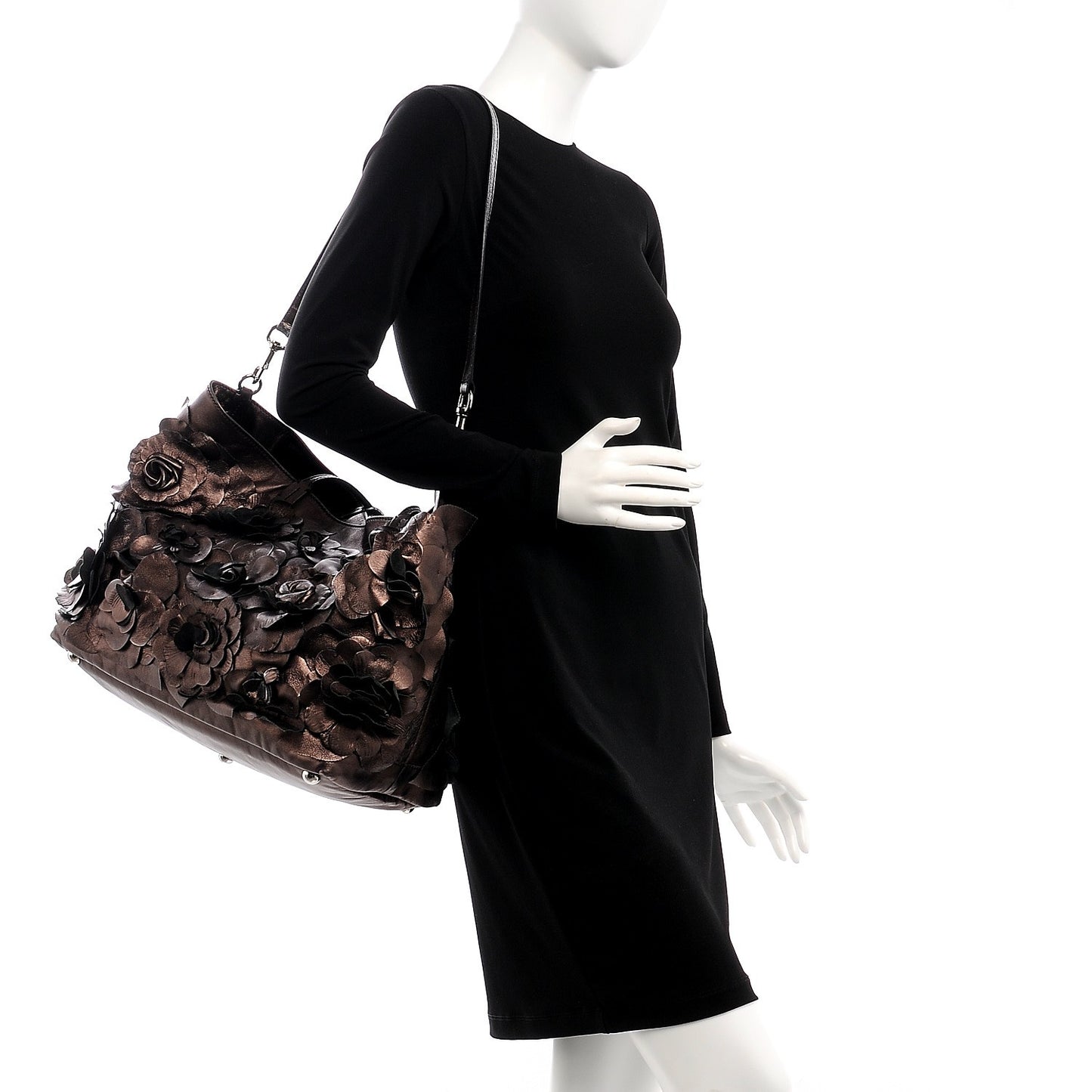 Metallic Nappa Floral Tote