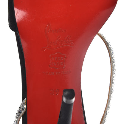 Christian Louboutin Satin Crystal Slingback Sandals 39 Black 8 of 13