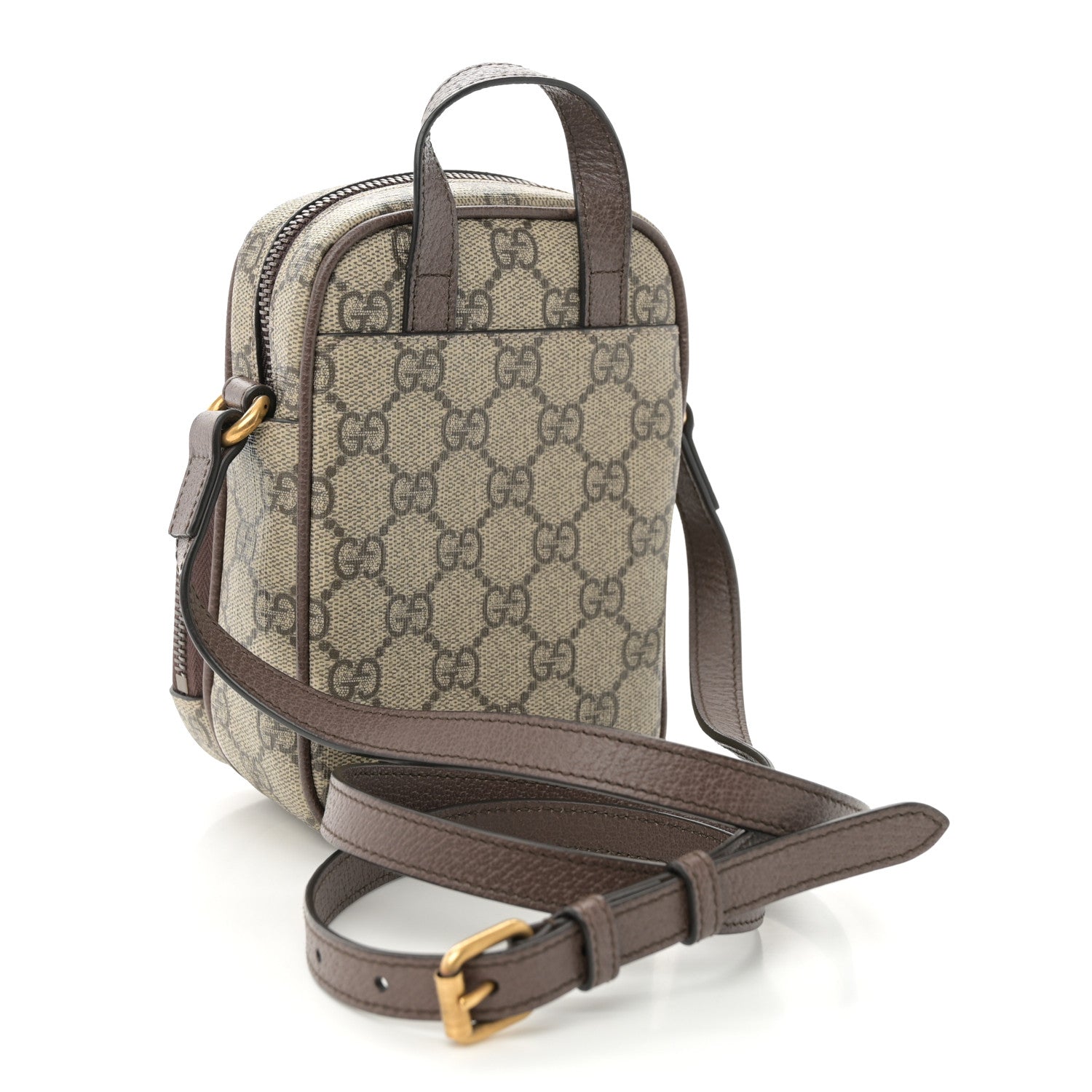 Gucci GG Supreme Monogram Web Mini Ophidia Double Zip Messenger Bag Beige New Acero 3 of 11