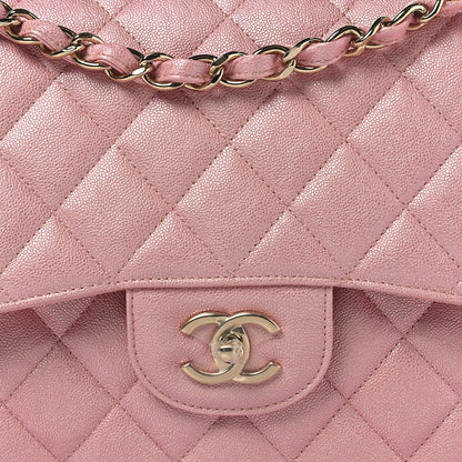 Chanel Iridescent Caviar Quilted Jumbo Double Flap Rose Pink 8 of 12