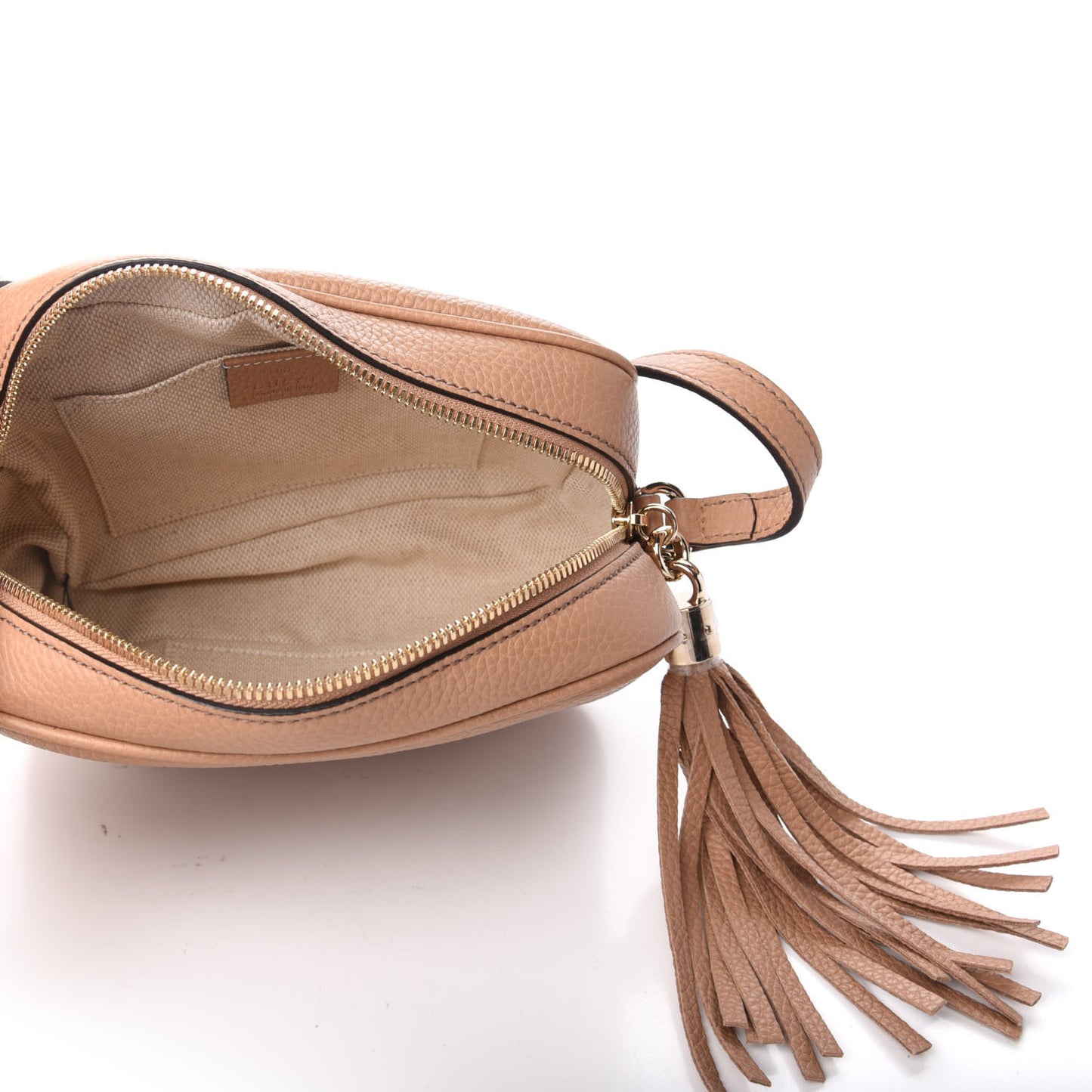 Pebbled Calfskin Small Soho Disco Bag Rose Beige