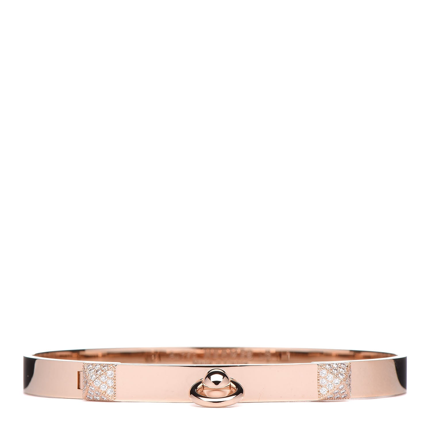 Hermes 18K Rose Gold Diamond PM Collier De Chien Bracelet LG 1 of 4