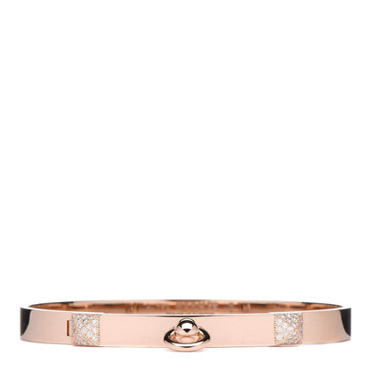 Hermes 18K Rose Gold Diamond PM Collier De Chien Bracelet LG 1 of 4