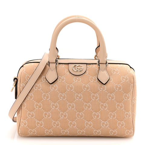 Summer Denim Calfskin GG Monogram Small Ophidia Top Handle Bag Souffle Rose